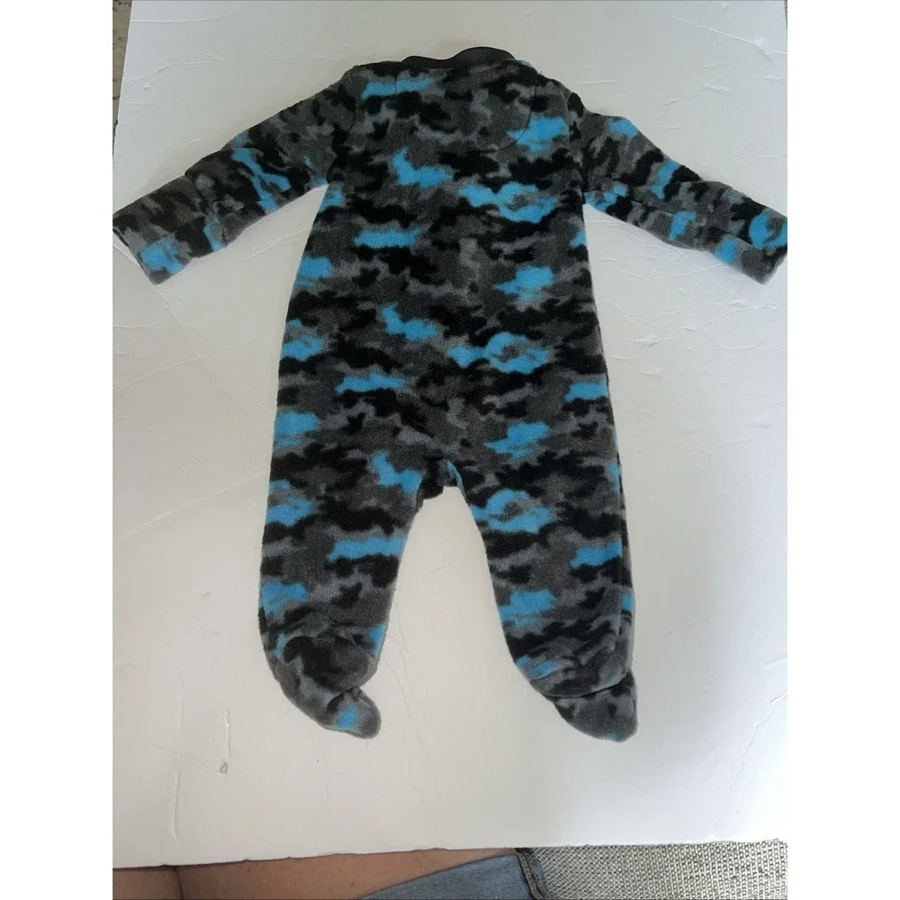 Hurley Baby Boy's Fleece Footed Aqua Camo Long Sleeve Sleeper | Size Newborn